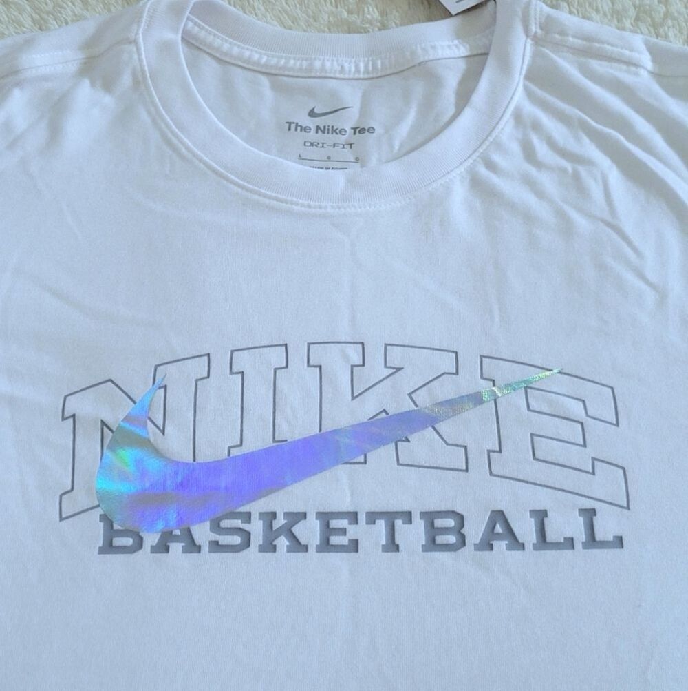 Nike👟 "Basketball"🏀 With Holographic Swoosh Dri-Fit Tee👕 - NWT - Picture 3 of 16